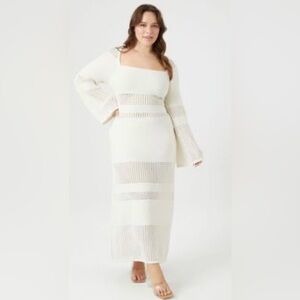 Forever 21|Crotchet cream Long Sleeve Maxi Dress with bell sleeves,size medium•
